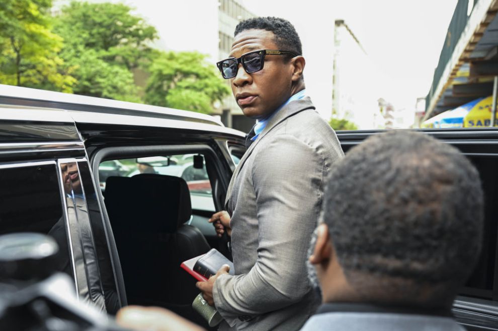 NEW YORK, UNITED STATES - AUGUST 03: US actor Jonathan Majors leaves Manhattan Criminal Court after his trial which begins on assault charges, in New York, United States on August 03, 2023.