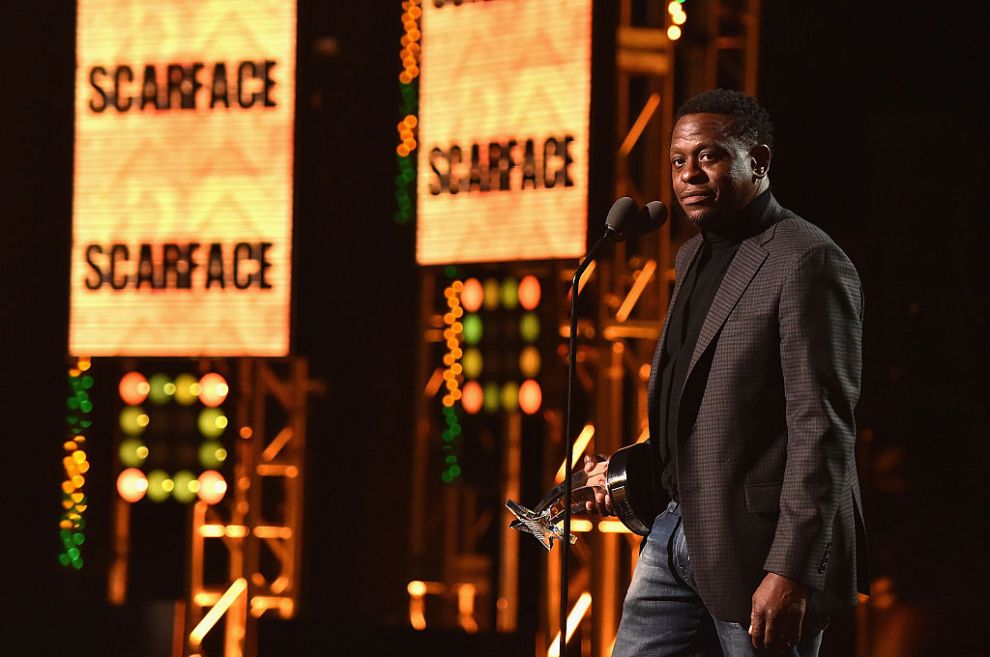 ATLANTA, GA - OCTOBER 09: Scarface accepts award onstage at the BET Hip Hop Awards Show 2015 at the Atlanta Civic Center on October 9, 2015 in Atlanta, Georgia.