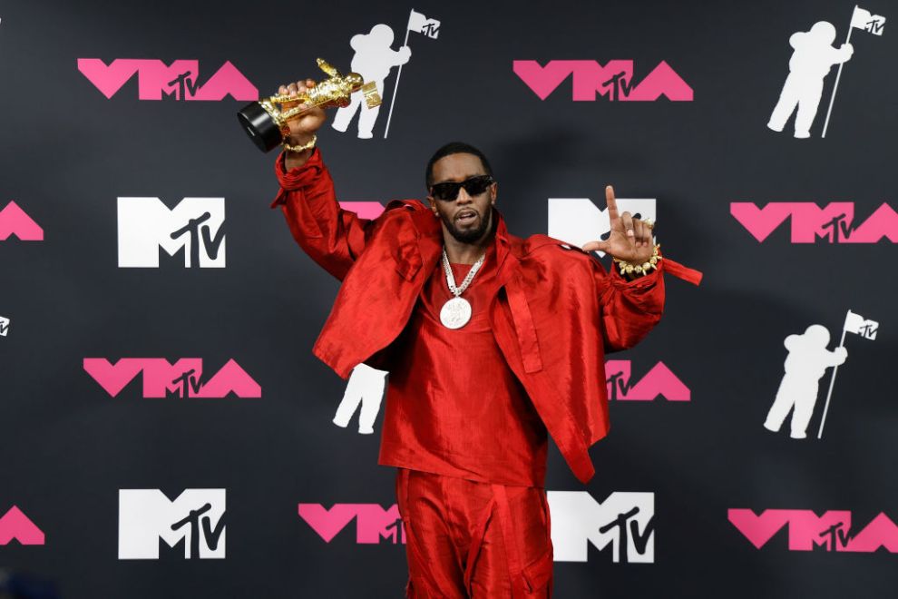 NEWARK, NEW JERSEY - SEPTEMBER 12: Sean Combs poses in the press room at the 2023 MTV Video Music Awards at Prudential Center on September 12, 2023 in Newark, New Jersey.
