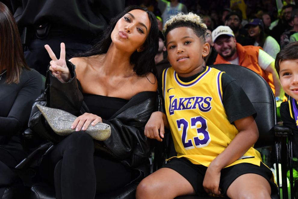 LOS ANGELES, CALIFORNIA - DECEMBER 05: Kim Kardashian and Saint West attend a basketball game between the Los Angeles Lakers and the Phoenix Suns at Crypto.com Arena on December 05, 2023 in Los Angeles, California. NOTE TO USER: User expressly acknowledges and agrees that, by downloading and or using this photograph, User is consenting to the terms and conditions of the Getty Images License Agreement