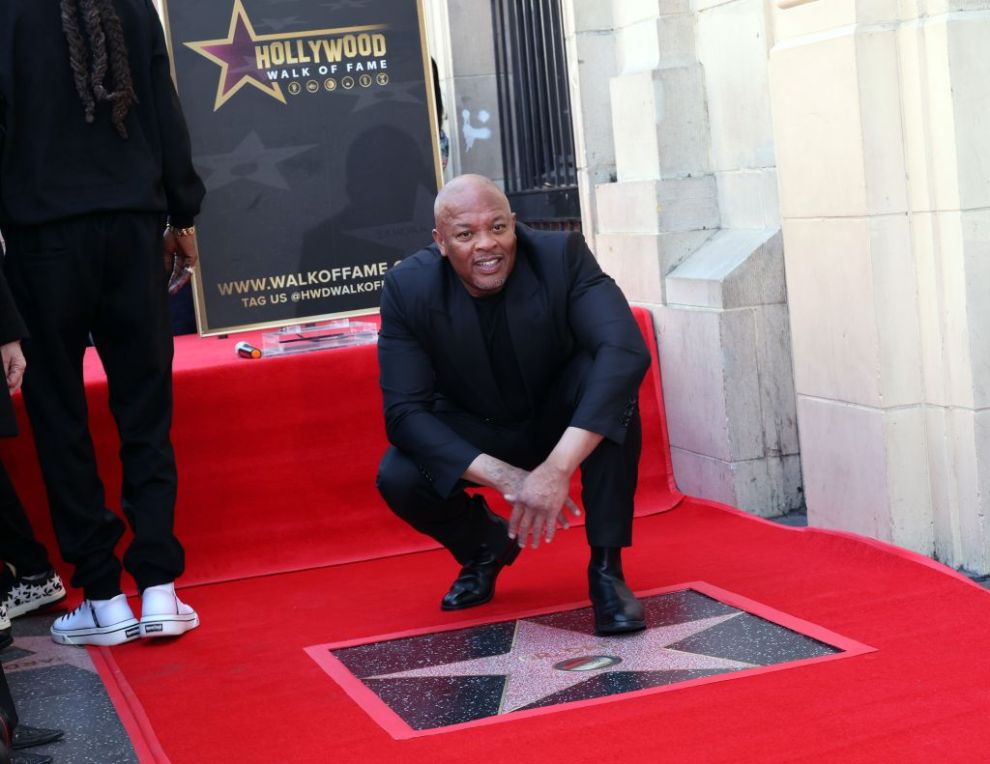 HOLLYWOOD, CALIFORNIA - MARCH 19: Honoree Dr. Dre poses during the Hollywood Walk of Fame Star Ceremony for Dr. Dre on March 19, 2024 in Hollywood, California.