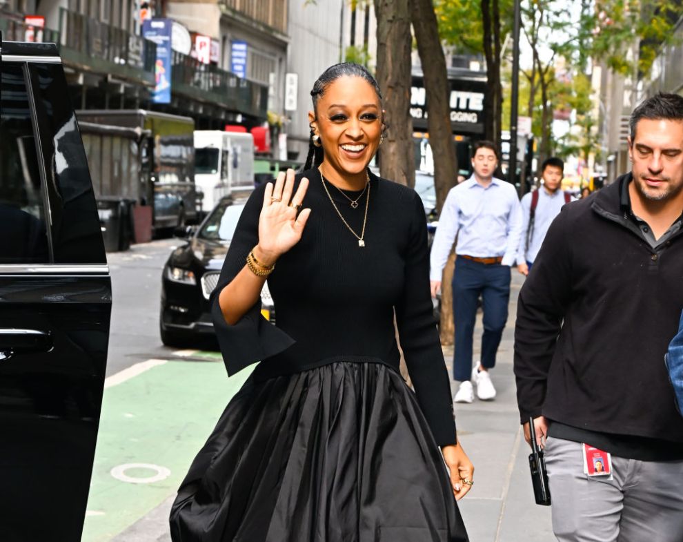 NEW YORK, NEW YORK - OCTOBER 02: Tia Mowry is sen outside the "Today" show on October 02, 2024 in New York City.