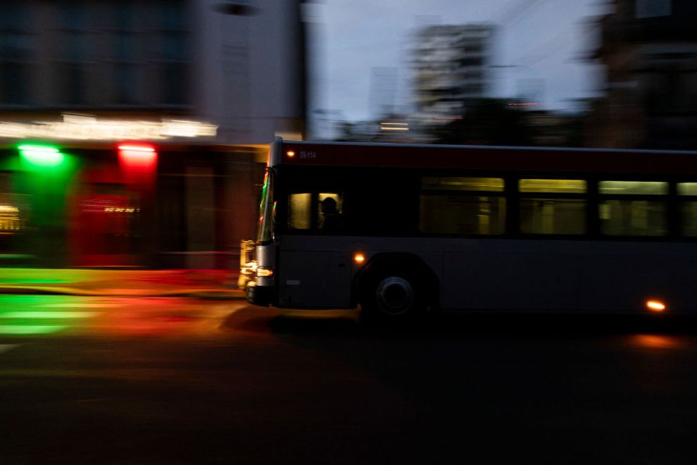 A public transport bus drives on a dark street in San Juan, Puerto Rico after a major power outage hit the island on December 31, 2024. A major power outage plunged much of Puerto Rico into darkness Tuesday, with the US island territory's electric utility saying restoration could take up to two days. The "island-wide blackout" began at 5:30 am (0930 GMT), Luma Energy said in a social media statement.