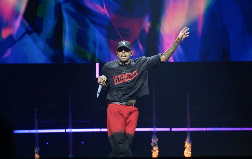 ATLANTA, GEORGIA - JULY 14: Singer Chris Brown performs during Chris Brown In Concert at State Farm Arena on July 14, 2024 in Atlanta, Georgia.