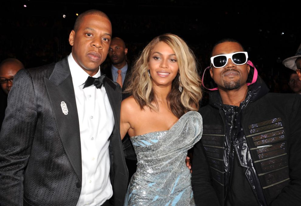 (EXCLUSIVE, Premium Rates Apply) LOS ANGELES, CA - FEBRUARY 10: Rapper Jay-Z, singer Beyonce and rapper Kanye West at the 50th Annual GRAMMY Awards at the Staples Center on February 10, 2008 in Los Angeles, California. **EXCLUSIVE**