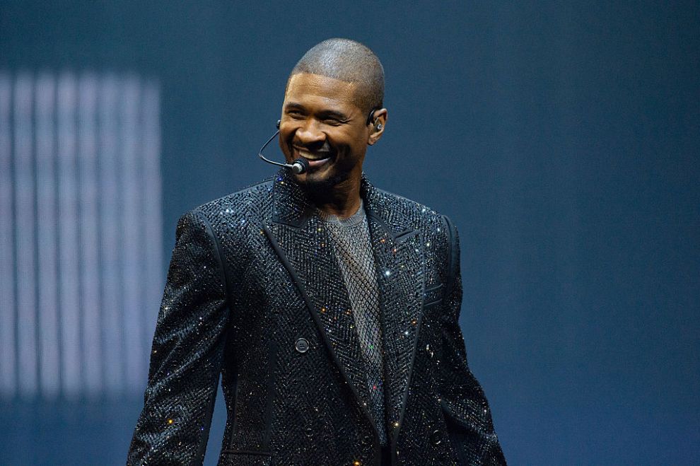 LONDON, ENGLAND - APRIL 08: Usher performs on stage on night 6 of his Past Present Future tour at The O2 Arena on April 08, 2025 in London, England.